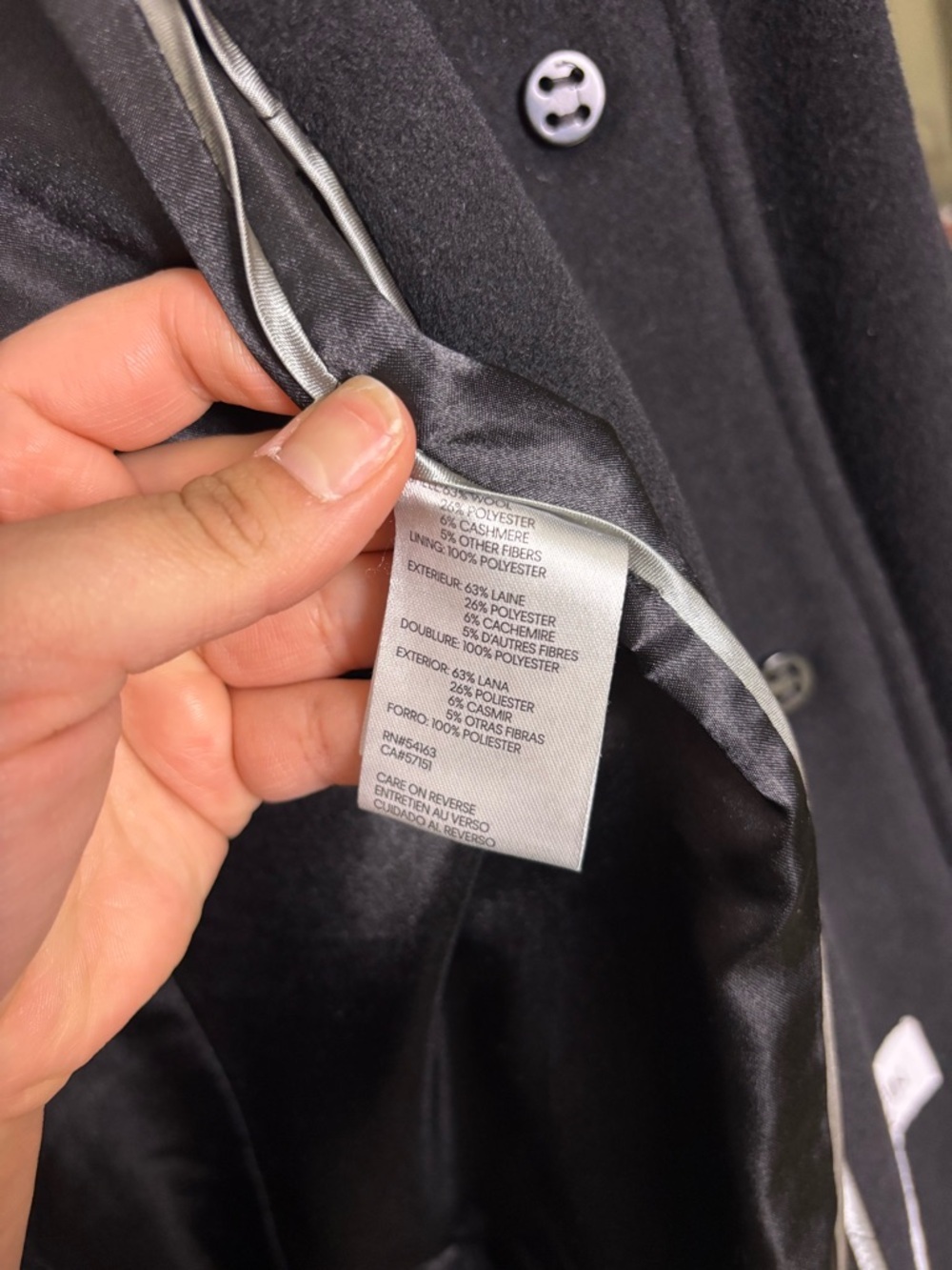 Calvin Klein Black Single-Breasted Wool Trench Coat Women’s Size 14 - Picture 8 of 10
